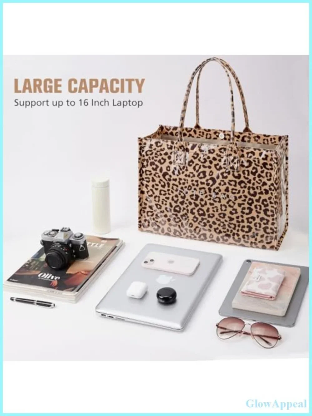 PVC Tote Bag Women's Kraft Paper Work Handbags Purses Top Handle